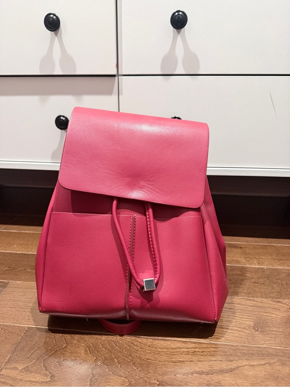 Women’s Red Leather Backpack - Stylish Everyday Bag